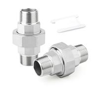 ERGAOBOY 2 Piece 1/2" BSP Male Stainless Steel 304 Pipe Fitting, Union, Threaded Adapter for Water/Oil/Gas