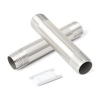 ERGAOBOY 2 Pièces 1/4" BSP Mâle x 300mm Raccord de Rallonge de Tuyau, Adaptateur Droit en Acier Inoxydable 304 Connecteur pour Eau, Air, Gaz et Plomberie