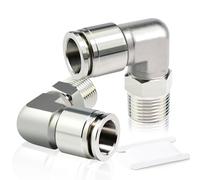 ERGAOBOY 2 pièces acier inoxydable 304 raccords Connecteur pneumatique enfichable, 6 mm de diamètre extérieur du tube x 1/4" filetage BSP coude extérieur raccords