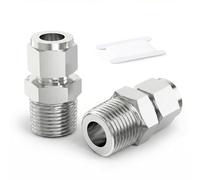 ERGAOBOY 2 Pièces Raccord Droit Inox 304 8mm x 1/2" Mâle BSP | Connecteur droit à compression inox 304, étanchéité parfaite sans soudure, idéal pour eau, huile, gaz et air