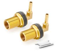 ERGAOBOY 2 Pièces Raccord Traversée de Cuve Laiton 6mm Coude 90° Cannele | Passe Paroi Récupérateur Eau de Pluie avec Raccord Coudé 90° Embout Cannelé