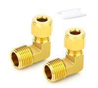 ERGAOBOY 2 pièces raccords de tuyaux à compression en laiton, diamètre extérieur du tube 10 mm de diamètre extérieur x filetage BSP 1/2", raccord union à compression mâle coudé à 90 degrés