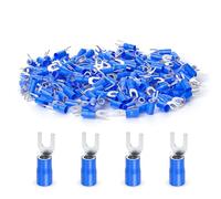 ERGAOBOY 200Pièces 16-14 AWG connecteurs isolés de fil de bêche de fourche, Terminal de sertissage électrique de type u bleu