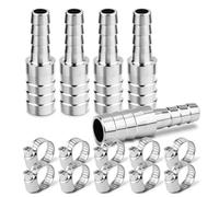 ERGAOBOY 5 pièce Raccord Cannelé Réduit en Acier Inoxydable 304, Adaptateur de Tuyau 20mm à 13mm Raccordement Inox avec Colliers de Serrage pour Eau, Carburant, Air, Liquide de Refroidissement