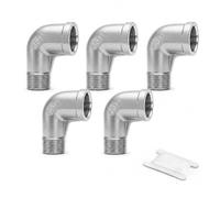 ERGAOBOY 5 pièces coude à 90 degrés en acier inoxydable 304, raccord de tuyau fileté BSP femelle x mâle, raccord coudé moulé 1/2" pour plomberie industrielle et jardinage