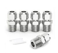 ERGAOBOY 5 Pièces Raccord Droit Inox 304 10mm x 1/2" Mâle BSP | Connecteur droit à compression inox 304, étanchéité parfaite sans soudure, idéal pour eau, huile, gaz et air