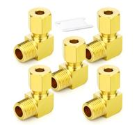 ERGAOBOY 5 pièces raccords de tuyaux à compression en laiton, diamètre extérieur du tube 6 mm de diamètre extérieur x filetage BSP 1/4", raccord union à compression mâle coudé à 90 degrés