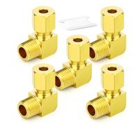 ERGAOBOY 5 pièces raccords de tuyaux à compression en laiton, diamètre extérieur du tuyau 6 mm de diamètre extérieur x filetage BSP 1/8" raccord union à compression mâle coudé à 90 degrés