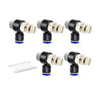 ERGAOBOY 5pcs 6mm diamètre extérieur du manchon de carte x 1/4 "BSP coude fileté externe 90 degrés Push Air Flow Control Valve raccord pneumatique