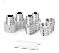 ERGAOBOY 6 Pièces 1/4" à 1/8" BSP Kit de Raccords de Tuyauterie, Adaptateur Réducteur en Acier Inoxydable 304, Mamelon Hexagonal et Douille pour Plomberie Industrielle