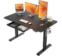 ErGear Bureau Assis Debout Électrique 140 x 80 cm, Bureau Réglable en Hauteur avec Rangement & 4 Préréglages Mémoire, Tiroir Easy-Glide, Design en T pour Stabilité, Table en Plusieurs Sections, Noir