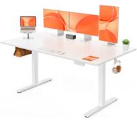ErGear Bureau Assis Debout Electrique, Bureau Réglable en Hauteur Electrique 140 x 70 cm, Bureau Informatique avec Panneau Intelligent à 4 Mémoires, Bureau Blanc avec Plateau en Panneaux Assemblés