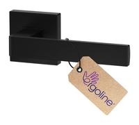 ERGO Ensemble poignée de porte noire carrée, rosace carrée, version sans rosace inférieure, garniture moderne, noir mat, tige 7mm