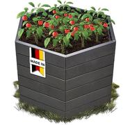 Ergo Hochbeet Stony L 75 : jardinière surélevée ergonomique en plastique, de forme hexagonale, de couleur anthracite, idéale pour le jardin, les légumes, les herbes aromatiques ou les plantes ornement