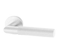 ERGO line BAUHAUS Poignée de porte d'intérieur, acier inoxydable, poignée sans rosace inférieure, paire de poignées de porte sur rosaces rondes, garnitures, poignée