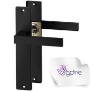 ERGO line CUBE garnitures de porte carrées, noires, poignée avec rosette sans d’orifice, ensemble de poignées avec rosette longue, garniture de porte, poignée, tige carrée de 7 mm
