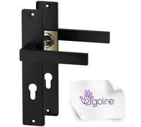 ERGO line CUBE garnitures de porte carrées, noires, poignée avec serrure intégrée serrure à cylindre ensemble de poignées avec rosette longue, garniture de porte, poignée, tige carrée de 7 mm