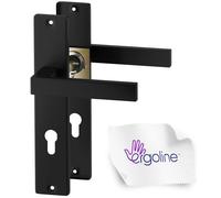ERGO line CUBE Poignée de porte carrée noire sur plaque longue, version cylindre (Y), entraxe 70mm, pour porte d'intérieur, tige 7mm