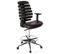 ERGO LINE II WORK | Cuir - Chaise de comptoir Noir
