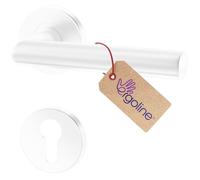 ERGO line LUCA Ensemble poignée de porte blanche ronde sur rosace ronde, version cylindre (Y), blanc mat, tige 7mm