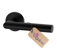ERGO line LUCA Ensemble poignée de porte noire ronde sur rosace ronde, version sans rosace inférieure, noir mat, tige 7mm