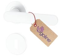 ERGO line PRIMA Ensemble poignée de porte blanche ronde sur rosace ronde, version clé (L), garniture moderne, blanc mat, tige 7mm