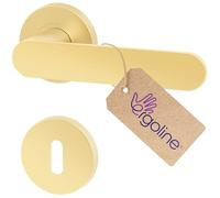 ERGO line PRIMA Poignée de porte d'intérieur, dorée, pour portes d'intérieur à clé, paire de poignées de porte sur rosaces rondes, or mat, garnitures de porte, poignée