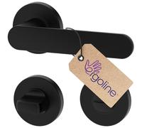 ERGO line PRIMA Poignée de porte d'intérieur, noire, pour les portes de salle de bains, paire de poignées de porte sur rosaces rondes, noire mate, garnitures de porte, poignée
