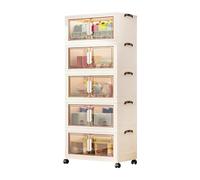 Ergocar Boîte De Rangement, Porte à Double Ouverture Magnétique Grand Casier De Capacité ， Boîtes De Rangement En Plastique d'Empilement Transparent Avec Poulie, Pour Chambre, Salon