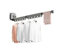 Ergocar Étendoir à Linge Mural, Cintre Mural Porte-vêtements Pliable avec Trous Suspendus, Rotatif à 360 °, Aluminium Etendoir Linge pour Balcon, Salle de Bains, Buanderie