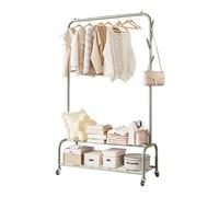 Ergocar Portant a Vetement, Portant Vetement en Métal, Porte-vêtements Multifonctionnel avec Roulettes, Porte Manteau avec Panier de Rangement, pour Vêtements, Sacs, Chapeaux, Chaussures