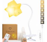 Ergojojo Lampe LED en forme d'étoile à clipser, chaude et à intensité variable, lampe de lecture essentielle pour nouveau-né, berceau de chevet, décoration de chambre d'enfant, cadeau de bébé idéal
