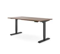 Ergotopia Desktopia Pro X Bureau debout électrique réglable en hauteur et ergonomique, pour bureau ou bureau à domicile, noyer, cadre noir, 160 x 80 cm