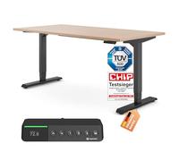 Ergotopia Desktopia Pro X Bureau debout électrique réglable en hauteur et ergonomique, pour bureau ou bureau à domicile, structure en hêtre, noir, 180 x 80 cm