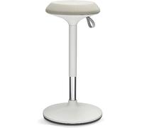Ergotopia Dyko Tabouret Ergonomique de Bureau, Siège Assis Debout Oscillant, Réglable en Hauteur 57-83 cm, Pivotant 360°, Assise Active pour Télétravail et Bureau Debout, Blanc et Beige