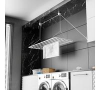 Erica Étendoir de Plafond Eric 70x50cm, Séchoir Vertical Repliable 2.5 Metre, avec Une capacité de séchage de 5.6 Metre, Revêtement en Plastique sans PVC