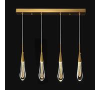 ERICAT Luminaires de Cuisine Plafond Dimmable LED Moderne Or Suspension Mini Larme Cristal Suspension pour Îlot de Cuisine Chambre Couloir Entrée (4 lumières)