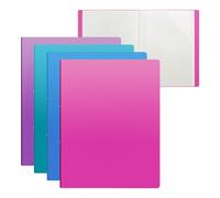 Erichkrause Lot de 4 chemises en carton avec pochettes Matt Vivid - 20 pochettes A4 - Couleurs assorties