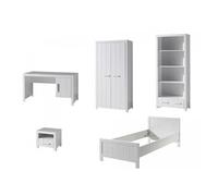 Vipack Erik Lit Simple + Chevet + Armoire 2 Portes + Bibliothque + Bureau