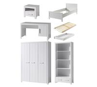 ERIK Lit simple + Sommier + Chevet + Bureau + Armoire + Bibliothèque + Lit gigogne