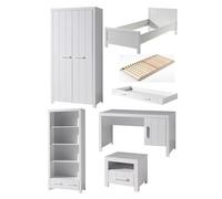ERIK Lit simple + Sommier + Lit gigogne + Armoire + Chevet + Bureau + bibliothèque