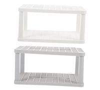 ERINGOGO 2 pièces Organisateur Pinceaux Maquillage Support Carré Multi-Fonctions pour Bureau Salle de Bain Rangement Maquillage et Peinture Lot de Blanc et Gris
