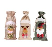 ERINGOGO 3 Pièces Housse pour Bouteille de Vin et Mousseux Housse de Noël Pochette pour Bouteille de Noël