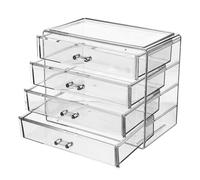 ERINGOGO Boîte à Cosmétiques en Acrylique Transparente Grand Modèle à 4 Tiroirs Coffret de Rangement Maquillage Bureau Boîte à Bijoux Compacte pour Rouge à Lèvres et Vernis