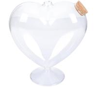 ERINGOGO Bonbonnière en Verre Coeur avec Bouchon De Liège 7.48X6.30X2.36 Pouces Contenant Transparent pour Bijoux Maison Garde-Manger