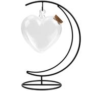 ERINGOGO Bouteille Décorative en Verre Transparente de Cœur Support en Fer, pour l'art Miniature Création de Bijoux, Design Multi-Fonction