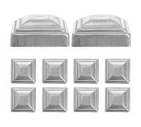 ERINGOGO Capuchons de clôture métalliques 10pcs argent 6x6 cm en fer avec surface lisse pour colonnes de garde-barrières usage extérieur