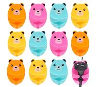 ERINGOGO Crochets Adhésifs pour Prises 12pcs en Abs Forme Ours Mignons, Forte Adhérence et Installation Facile pour Rangement Mural à Domicile et Bureau Couleur Aléatoire