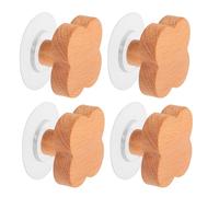 ERINGOGO Crochets Muraux Compacts et Faciles à Fixer en Bois de Hêtre Naturel Lot de 4 Forme Fleur Élégante pour Usage à Domicile