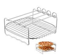 ERINGOGO Grille pour friteuse à air en Acier Inoxydable Double Couche 18 x 7 cm avec brochettes, Support de Cuisson Multicouche pour friteuses à air Chaud